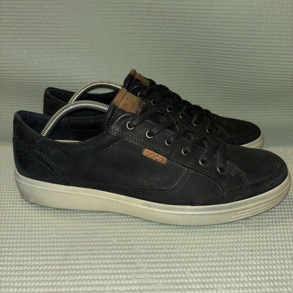 Ecco Soft 7 Men's Sneaker Shoes 11-11.5 US 45 EU Black Casual Leather Lace Up - Picture 1 of 9